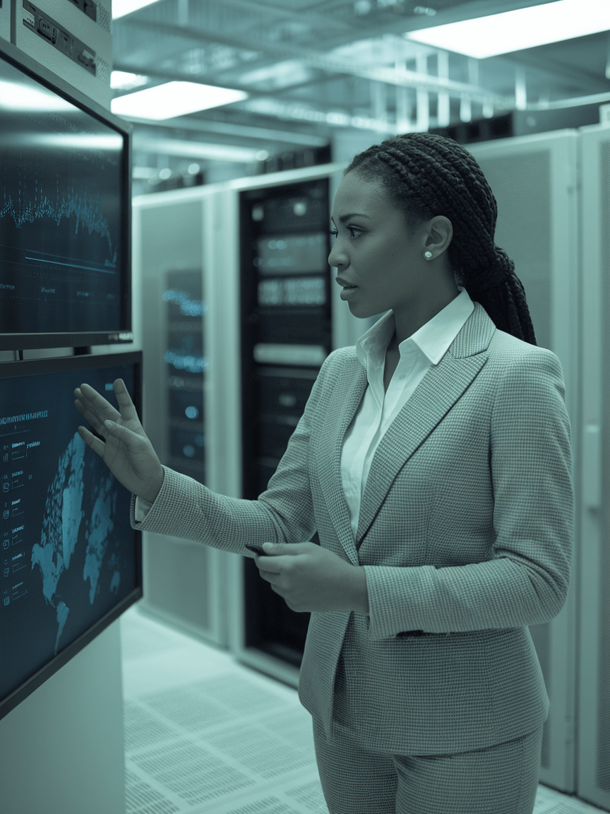 A woman accessing risk in a institution